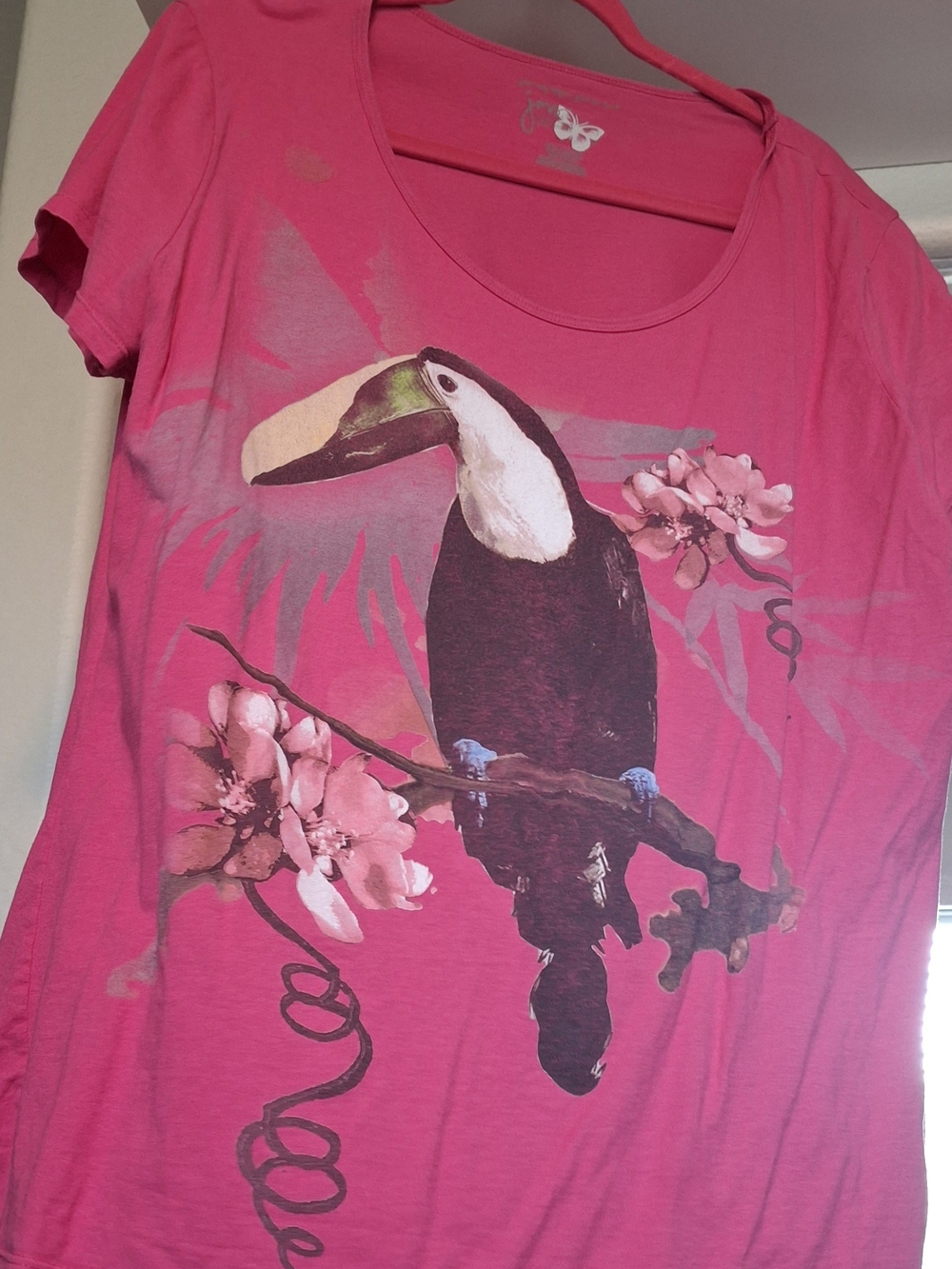 Just My Size Hot Pink Toucan Graphic Tee